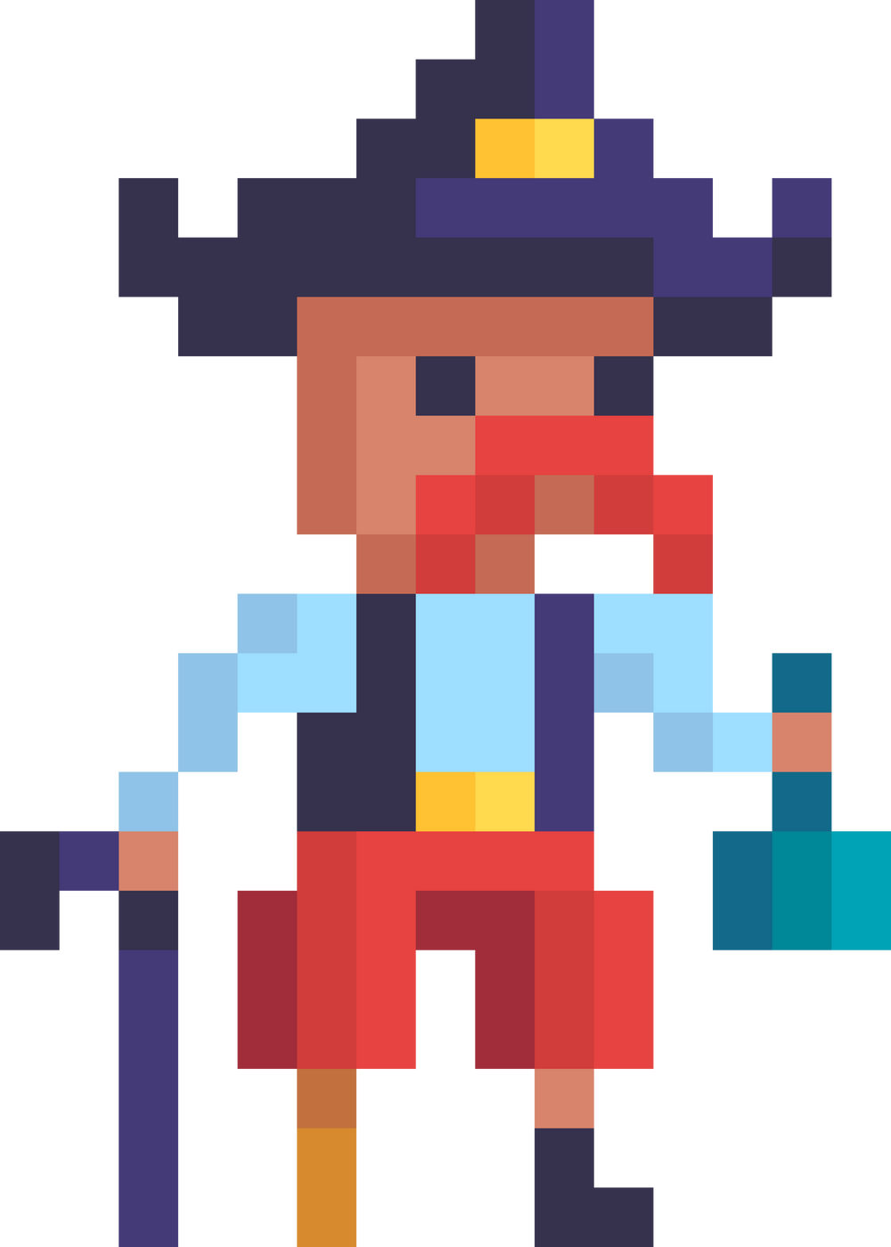 Pirate captain with a bottle. Pixel art character