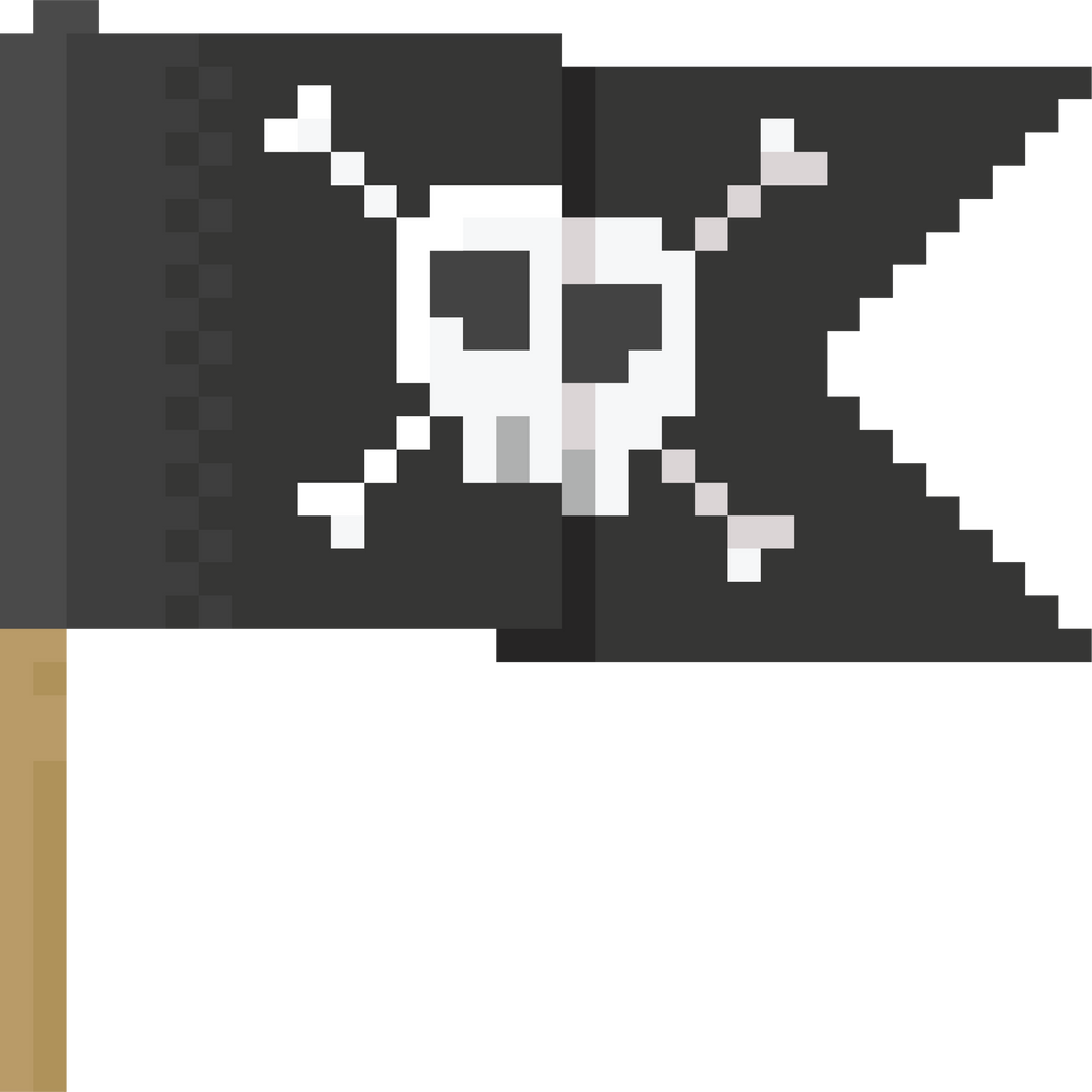 Pixel art pirate flag icon.